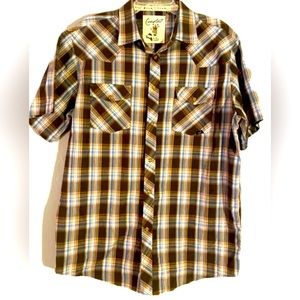 Coastal Short Sleeve Brush Popper Western Snap Front Shirt Size XL